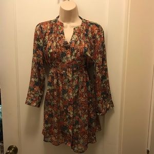 American Rag Orange Floral Print Tunic 3/4 Sleeves